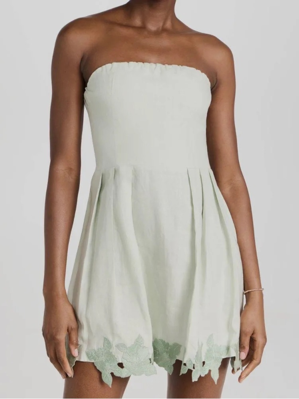 Fanm Mon Greer Strapless Mini Dress size Medium M green lace mint nwot